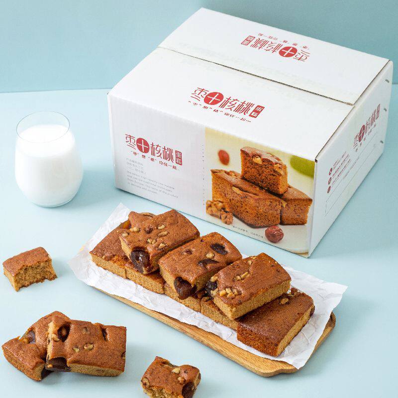 红枣核桃糕早餐面包速食蜜枣糕点下午茶点心整箱