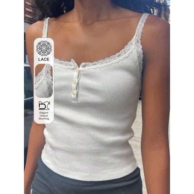 M 84714 Lace chest pad camisole 蕾丝胸垫吊带背心跨境外贸