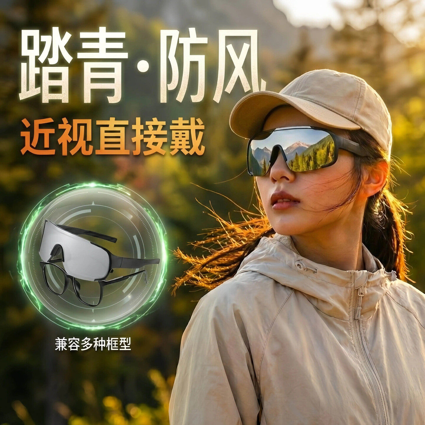 可套近视镜骑行登山护目镜墨镜运动套镜防风徒步防紫外线框架眼镜