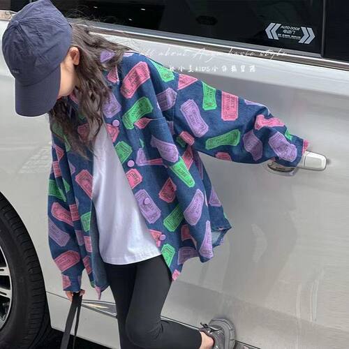 童装女童洋气牛仔衬衫儿童长袖上衣2026新款秋装衣服时髦衬衣外套