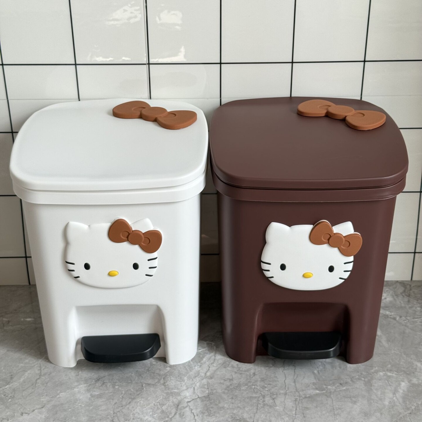 kitty猫垃圾桶家用脚踏带盖高颜值可爱客厅卧室卫生间纸篓大容量