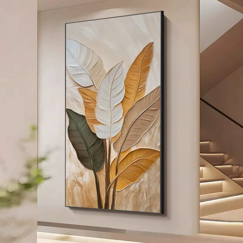 玄关挂画竖版肌理感入户门走廊过道装饰画现代简约墙壁画家大业大