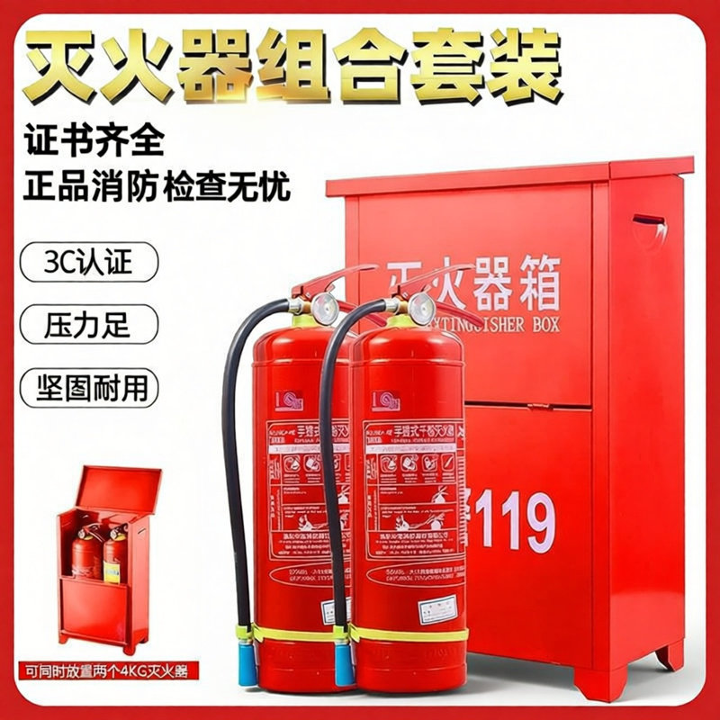国标灭火器店铺专用4公斤干粉灭火器带箱子套装组合358Kg餐饮商铺