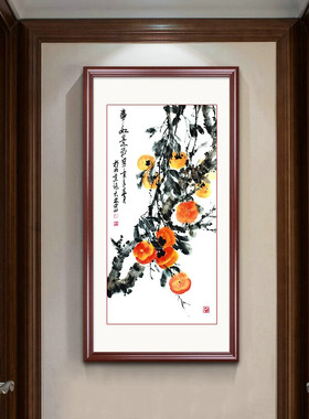 良木新中式玄关装饰画竖版挂画过道走廊壁画事事如意饭厅壁画单幅