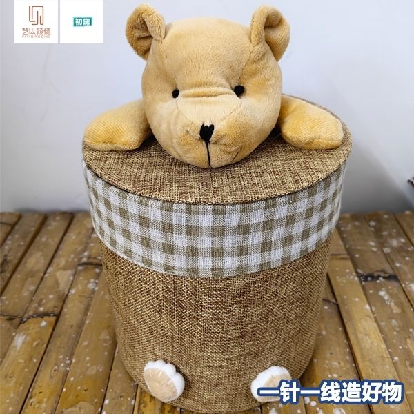 床边收纳桶新款卡通布艺带盖袜子收纳盒零食收纳玩具内裤收纳盒客图片
