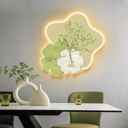 星星餐厅装饰画奶油风绿植饭厅挂画灯画餐桌背景墙小清新客厅壁画
