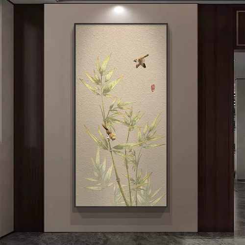 新中式玄关走廊过道装饰画竹子画节节高升壁画客厅沙发背景墙挂画