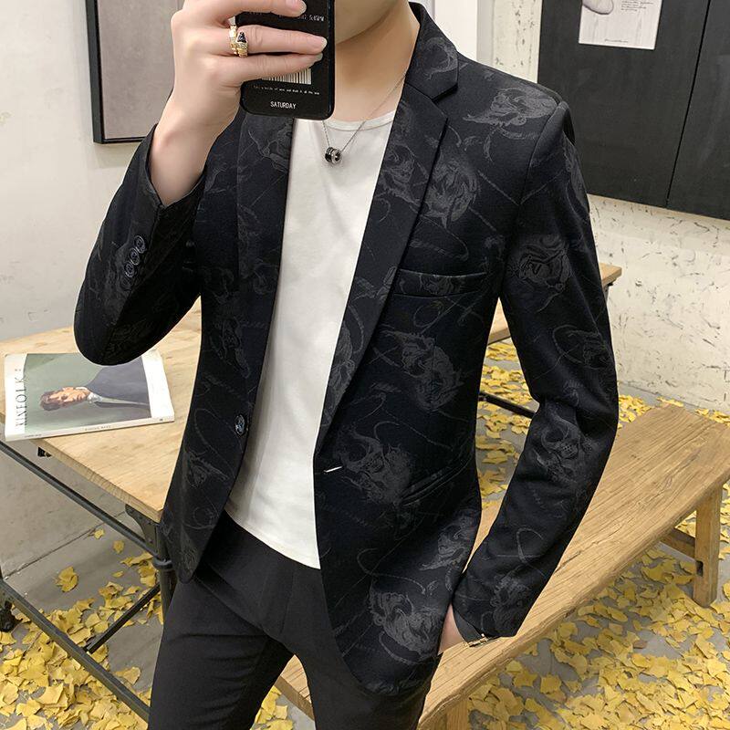 西服外套男士青少年韩版修身学生小西装春秋季潮流时尚休闲西服男