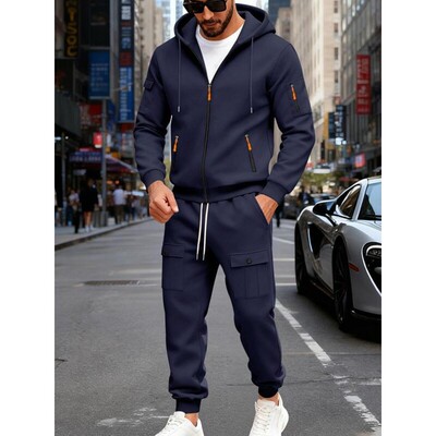 Men's Fall Winter Hooded Sweatshirt Set Sweatsuits Set