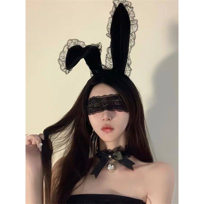 眼罩情调禁欲系兔耳朵纯欲发箍禁欲系蕾丝边兔女郎头箍性感眼罩