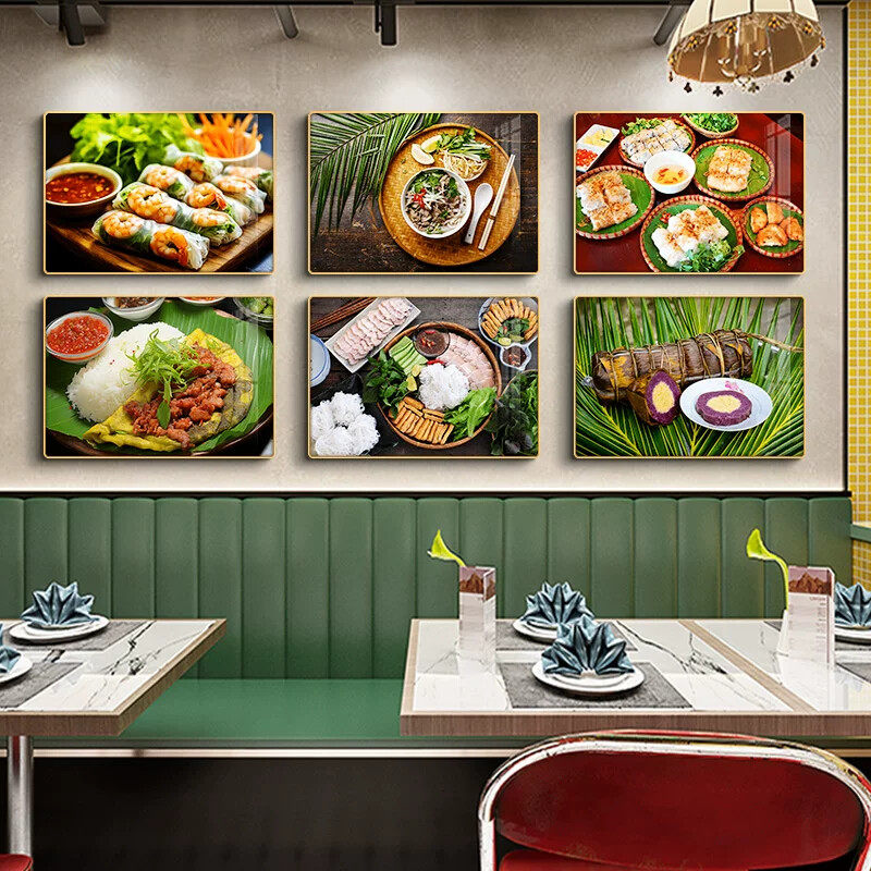 墙面装饰画东南亚美食越式越南火锅店装饰壁画特色菜饭店挂画餐厅