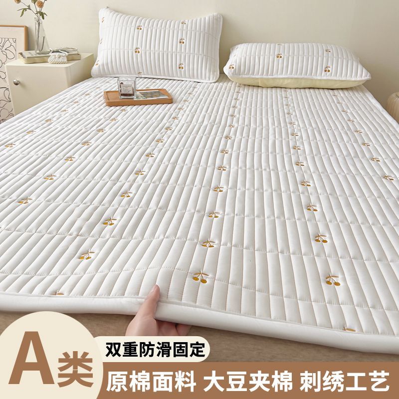 家庭用床垫A类大豆绣花褥子家用卧室软宿舍加厚可折叠学生床护垫