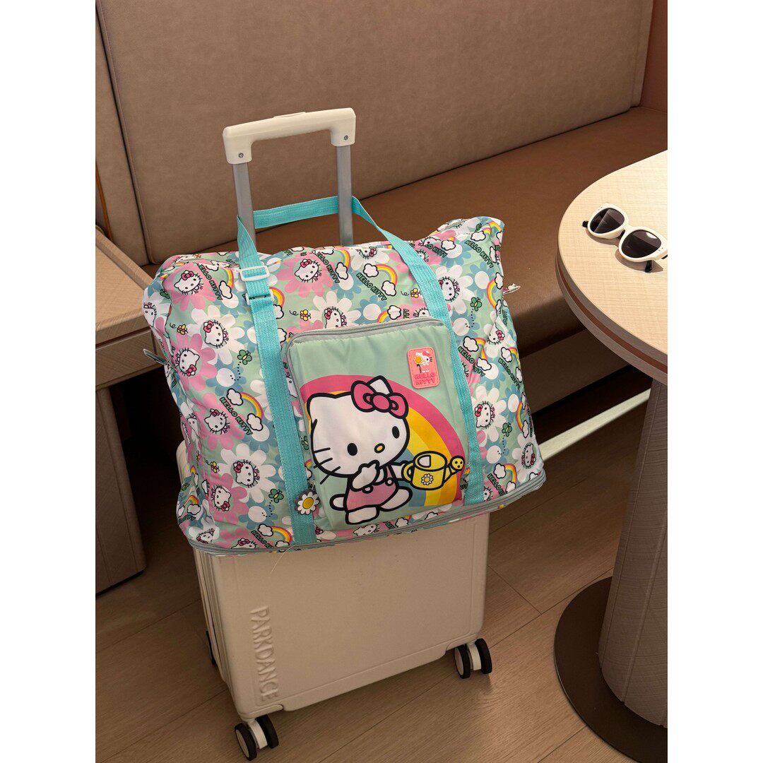 日系新款卡通可爱轻便折叠尼龙旅行收纳包大容量出差行李袋