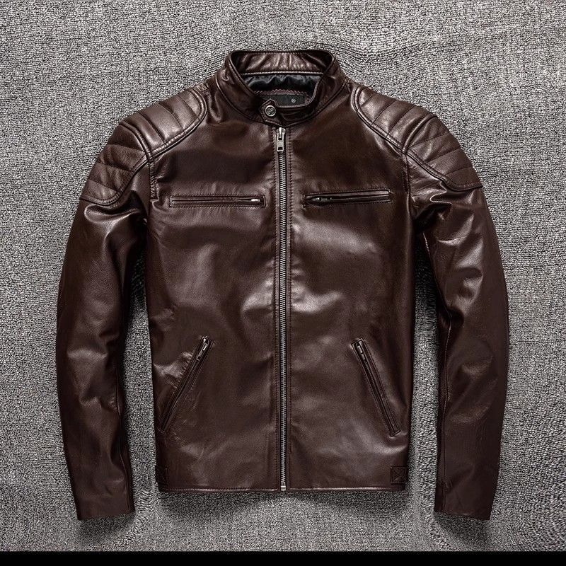 清仓库处理头层山羊皮真皮皮衣男机车服帅气时尚短款修身夹克春秋