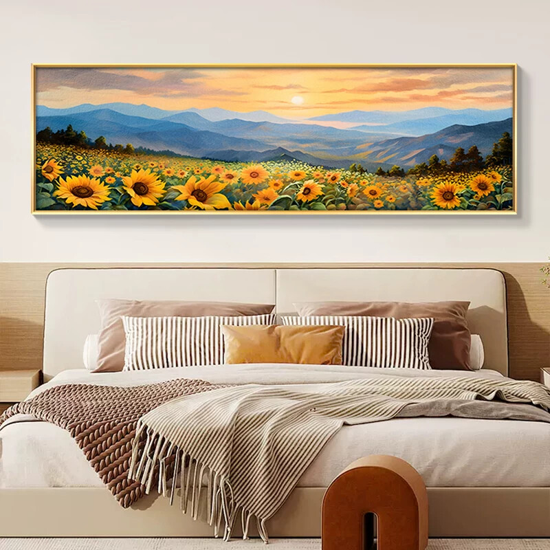 向日葵卧室装饰画2025新款风景画主卧大气现代简约挂画小清新壁画