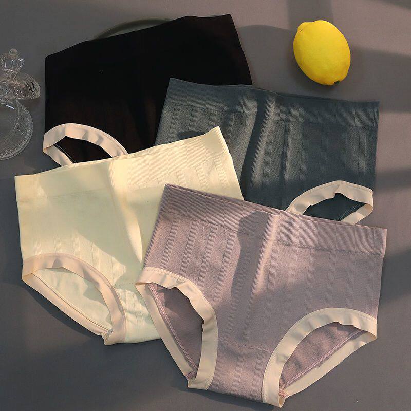 乌龙猫内裤女无痕抗菌中腰性感提臀少女学生舒适棉裆撞色三角裤透