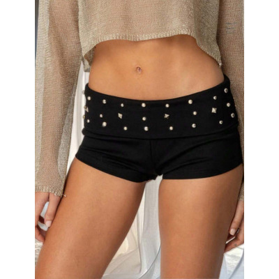 E 65042 Punk Studded Slim Shorts 朋克柳钉紧身休闲短裤