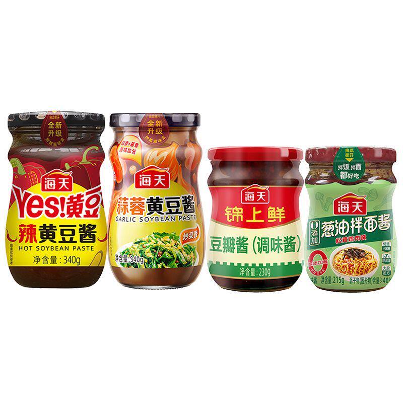 海天葱油拌面酱豆瓣酱蒜蓉黄豆酱辣味黄豆酱组合调味酱下饭酱