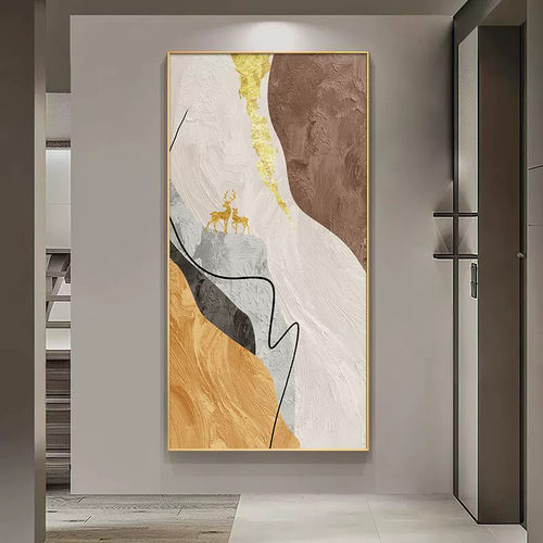 石来运转玄关装饰画现代简约走廊过道挂画镶钻抽象入户门客厅壁画