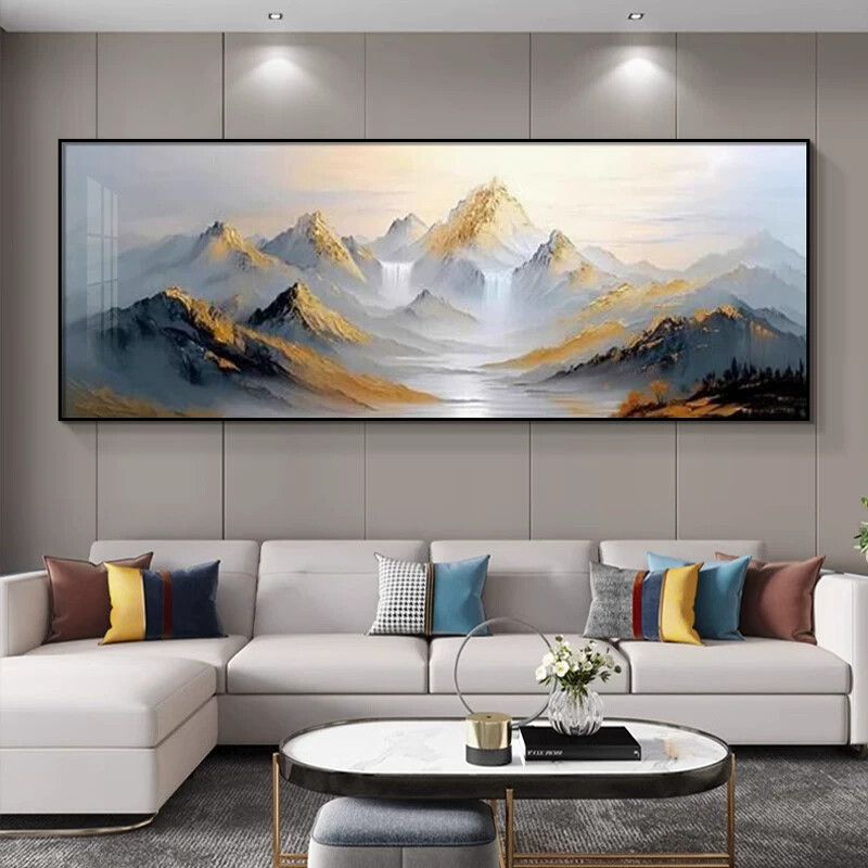 现代简约客厅装饰画背有靠山沙发背景墙画高档大气大幅挂画靠山图