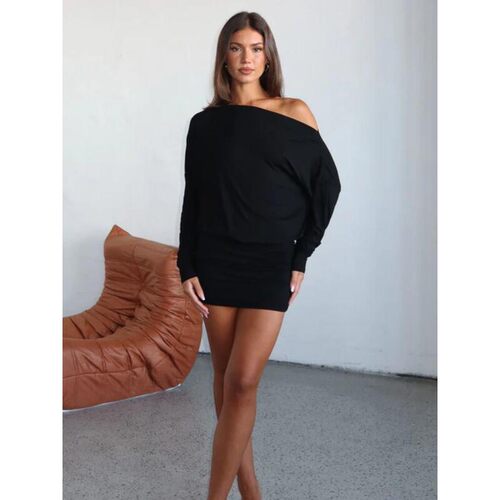 OffShoulder Long Sleeve Short Dress Casual Chic Street Style