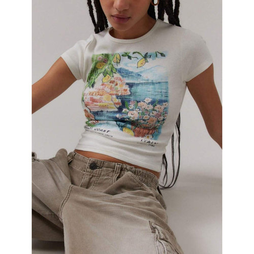 M 46545 Print Sexy Slim Short Sleeve Tee 印花性感修身短袖 T