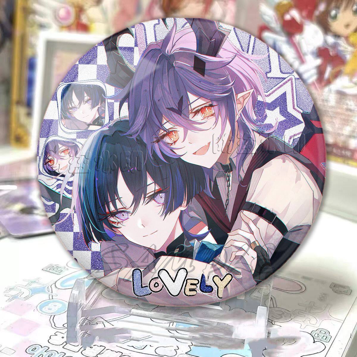 散兵杜林同人CP谷子双闪吧唧银葱反光徽章摆件饰品痛包无料收藏礼