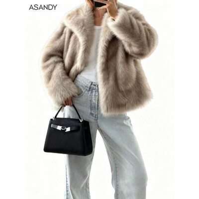 MO YAN Luxurious Faux Fur Coat for Women Elegant Ultra Cozy