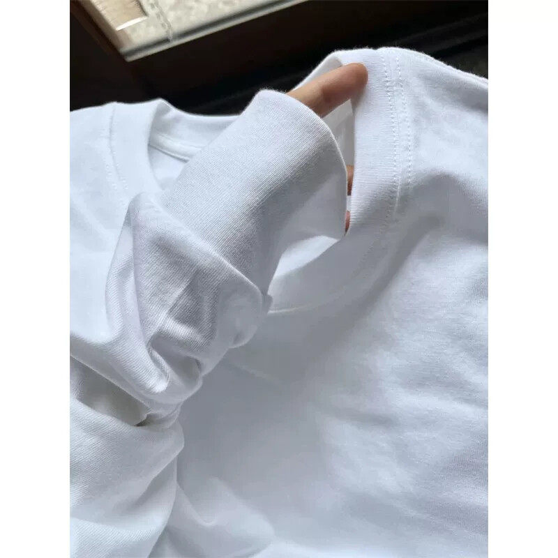 纯白色cleanfi重磅长袖T恤男款春季纯棉打底衫美式复古小领口卫衣