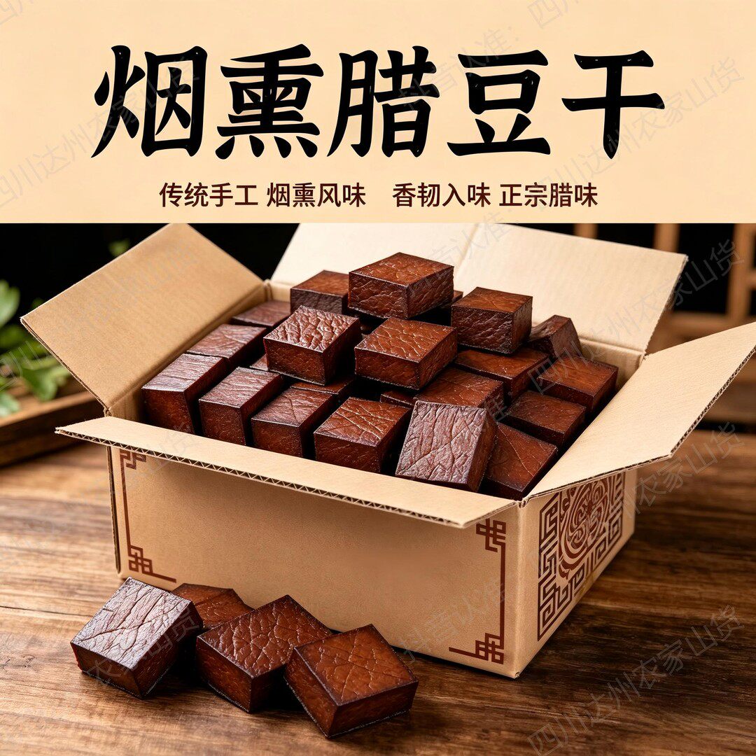 四川达州柴火烟熏农家手工老豆腐干五香麻辣凉拌炒菜下酒即食特产