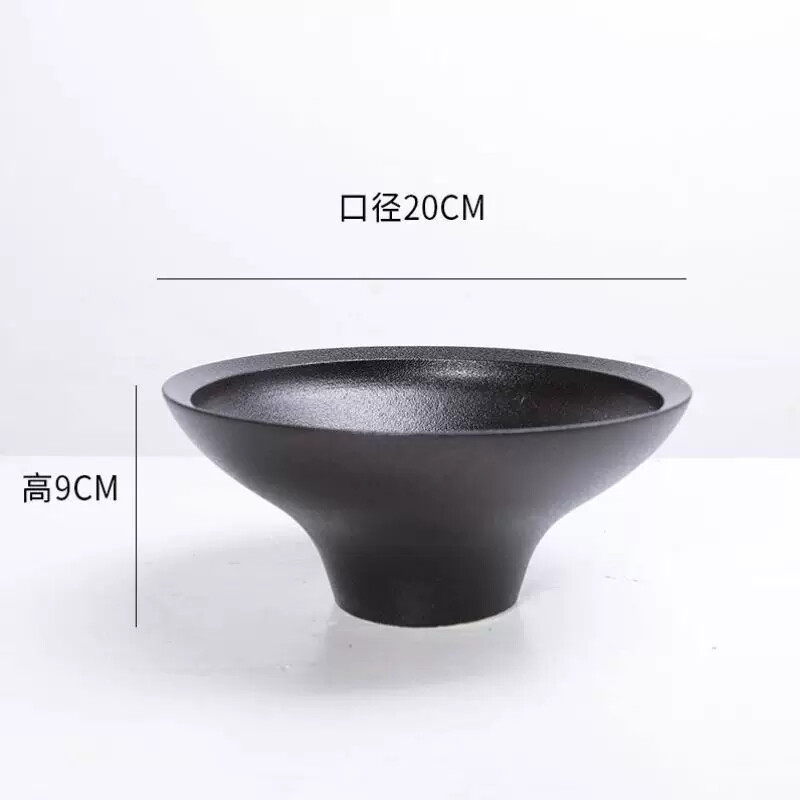 景观花盆创意铜钱草黑色器皿无孔摆件专用水培苔藓陶瓷微蕨类植物