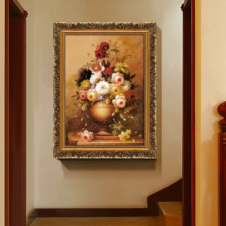 映艺轩实木框装饰画 植物花卉主题适用客厅玄关挂画