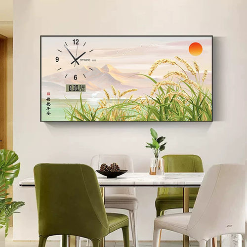 餐厅2025新款装饰画现代简约钟表时钟万年历挂钟客厅挂画饭厅墙画