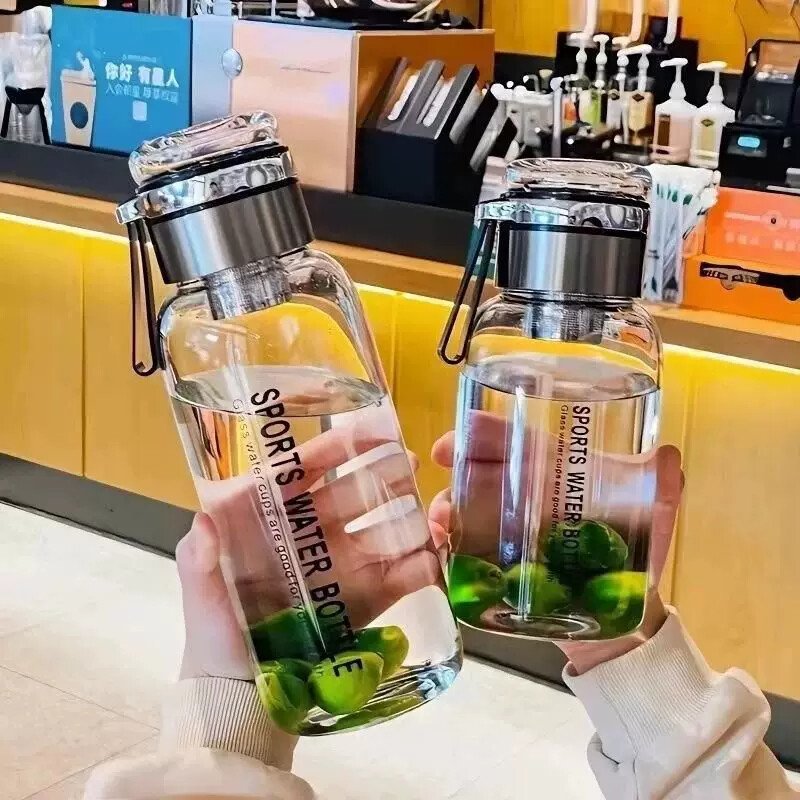 【送杯套】大容量墩墩桶赠杯套玻璃杯茶水分离杯可携式网红高颜值