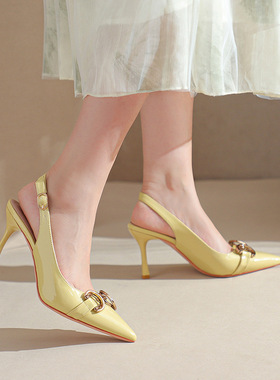 小码女高跟鞋313233小脚2026新款韩气31-44大小码尖头漆皮后空马