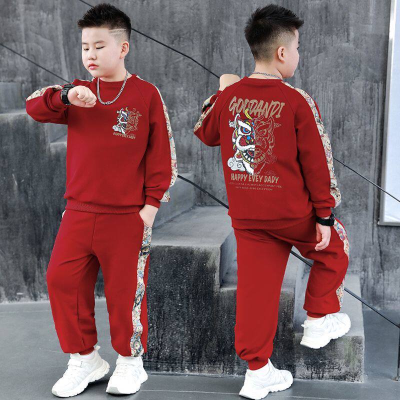 胖男童卫衣套装8-16岁中大童春秋新款加肥加大男大童秋季儿童帅气