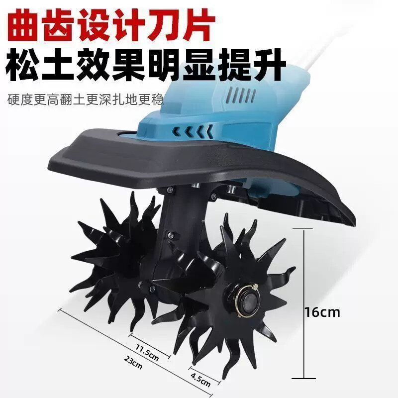 一机多用锂电小型轻便小型耕耘机犁地机小型家用开沟松土翻土锄草