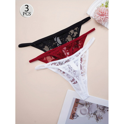 C 75665 Lace Antibacterial Low Waist Briefs 蕾丝低腰透明内裤