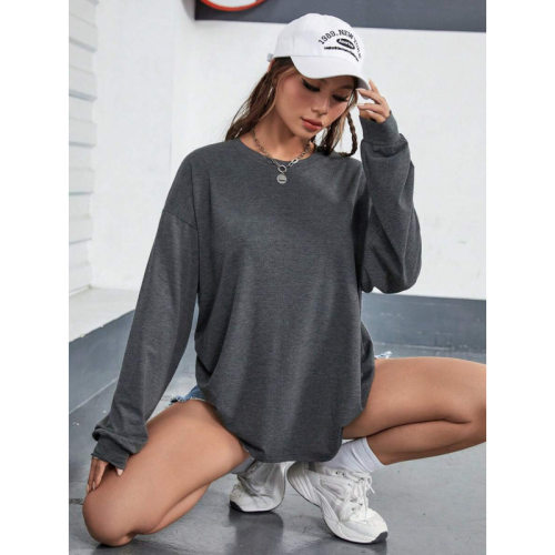 P 81808 Women loose drop shoulder long sleeve top 女士宽松落