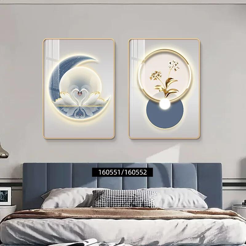 北欧卧室装饰画天鹅床头画挂画现代简约房间温馨浪漫婚房主卧壁画