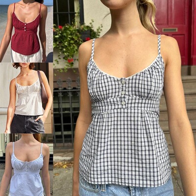 CHIC Womens Floral Crop Camisole Fitted Scoop Neck Tie