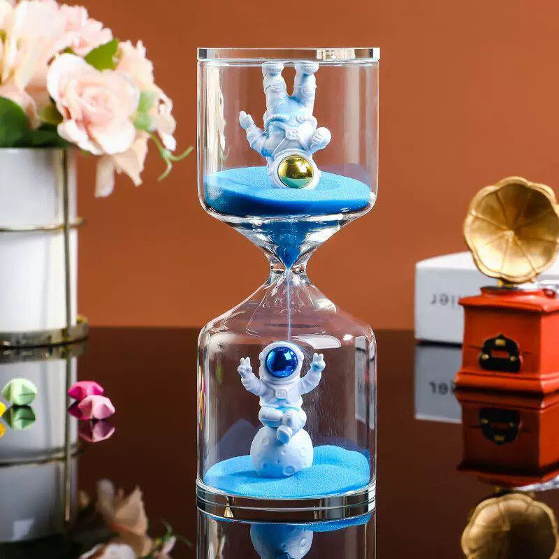 太空人沙漏计时器儿童学习3/5/10分钟学生吃饭时间流沙瓶礼物玻璃