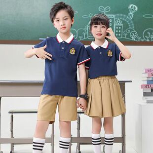 中小学生校服套装短袖夏季幼儿园园中大童服表演服幼儿园校服