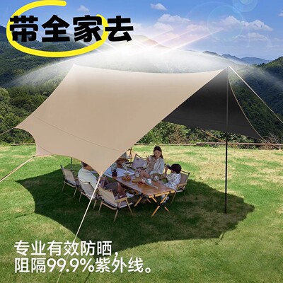 天幕帐篷户外黑胶野营遮阳防晒防雨蝶形可携式野餐速搭建天幕遮阳
