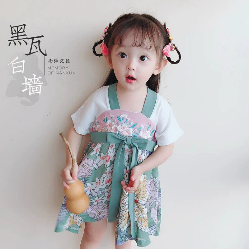 女宝宝汉服襦裙夏装儿童网红超仙公主连衣裙子婴儿中国复古风唐装