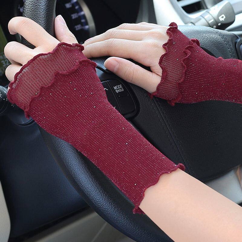 网纱装饰假袖子女薄款腕套遮疤纹身防晒护手袖套