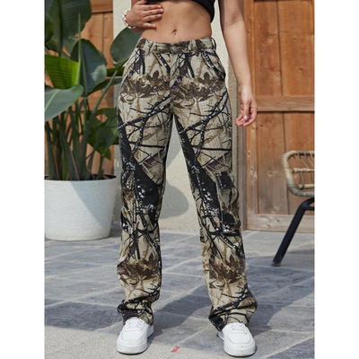 Y 24793 Camouflage straight cargo pants 迷彩直筒男士工装裤