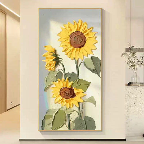 向日葵玄关装饰画走廊过道正对门挂画现代简约客厅卧室办公室挂画