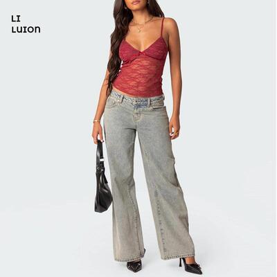 Women Crop Floral Lace Camisole Summer Backless Spaghetti