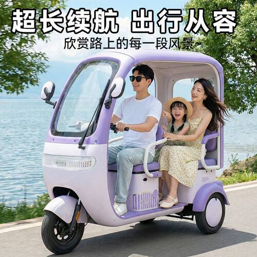 奥刻电动三轮车带蓬家用接送孩子女士休闲电瓶车老人老年代步上牌